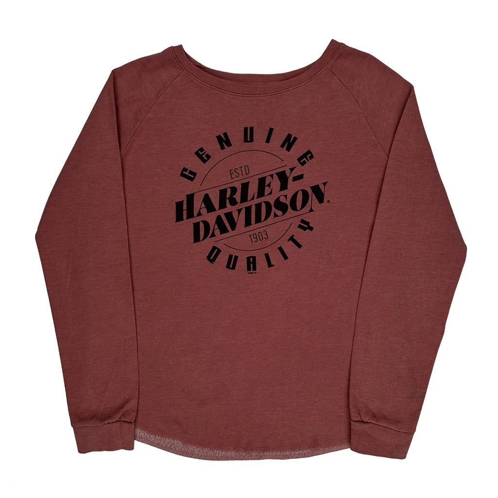 T-shirt graphique à manches longues coupe classique col rond mélange de coton rouge pour femme