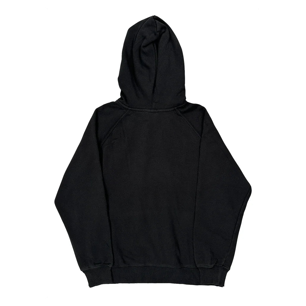 Sweat à capuche noir pour femme, coupe droite, manches longues en coton