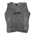 T-shirt manches longues col en V femme, coupe droite, coton gris décontracté XL