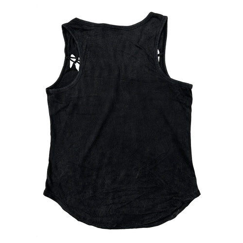 Gilet de moto graphique pour filles, taille S, noir, sans manches, découpes, en coton