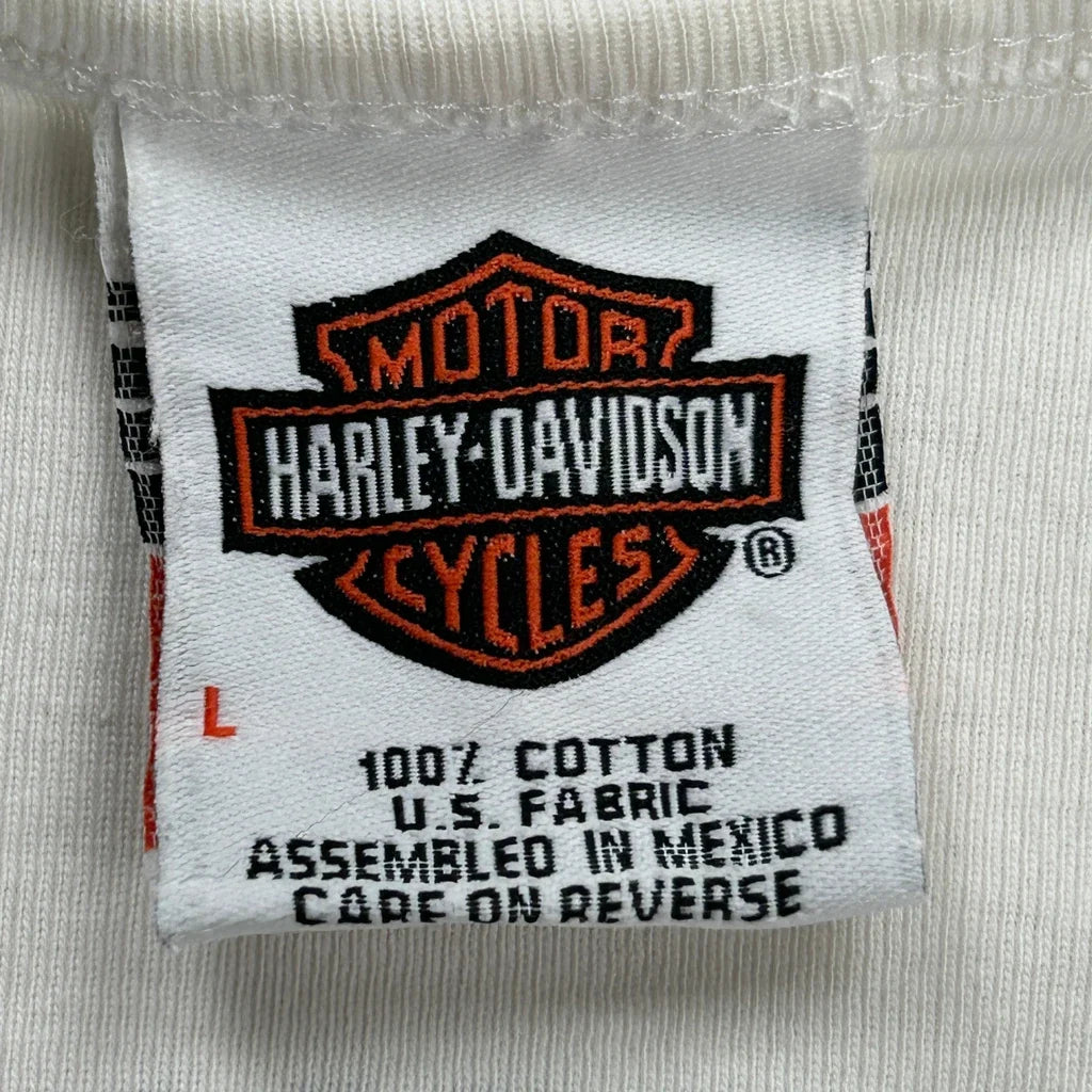 T-shirt graphique à manches longues en coton blanc pour femme, taille L