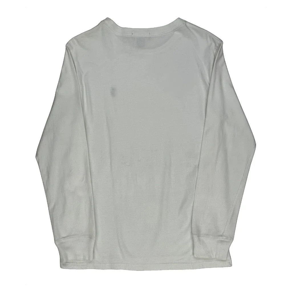 T-shirt à manches longues blanc pour femme, col rond, coupe classique, en coton