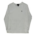 T-shirt à manches longues blanc pour femme, col rond, coupe classique, en coton