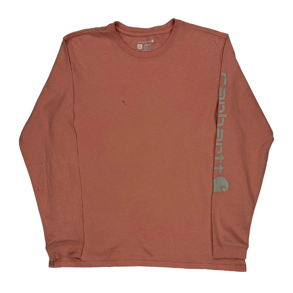 T-shirt ample à manches longues grande taille orange en coton