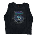 T-shirt à manches longues imprimé, XL, gris, mélange de coton, coupe normale, femme