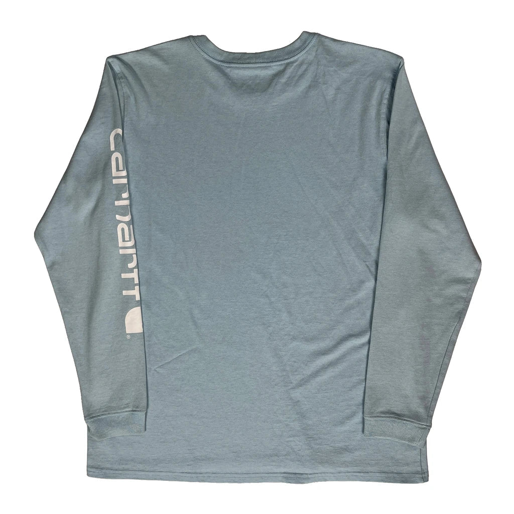 T-shirt femme col rond manches longues coton bleu clair coupe droite