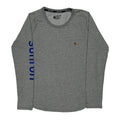 T-shirt en coton gris à manches longues et col rond coupe droite pour femme