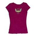 T-shirt graphique Harley Davidson Crâne avec Ailes et Roses - Coton rose moyen