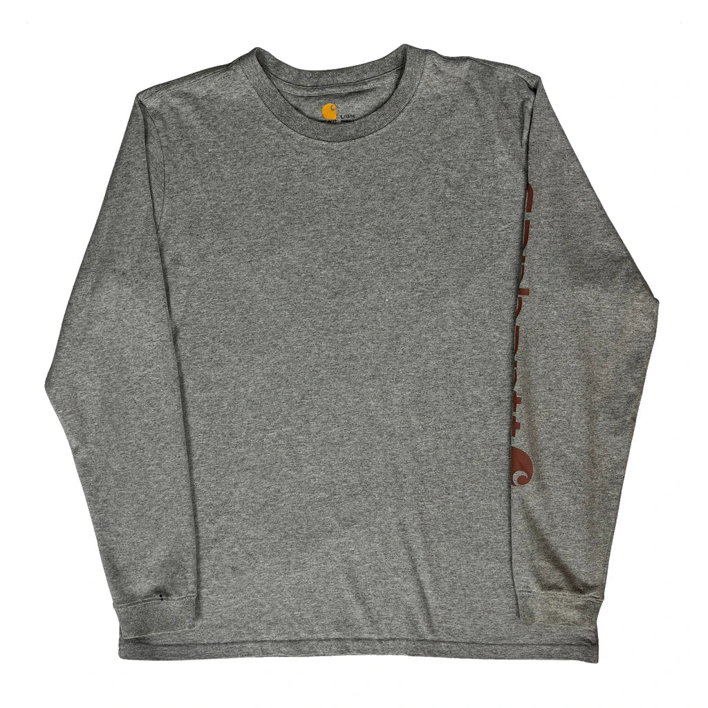 T-shirt à manches longues - Col rond en coton gris grande taille pour femme