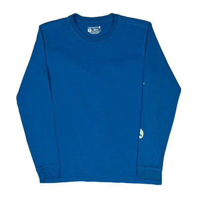 T-shirt à manches longues XS bleu coton décontracté col rond pour femme