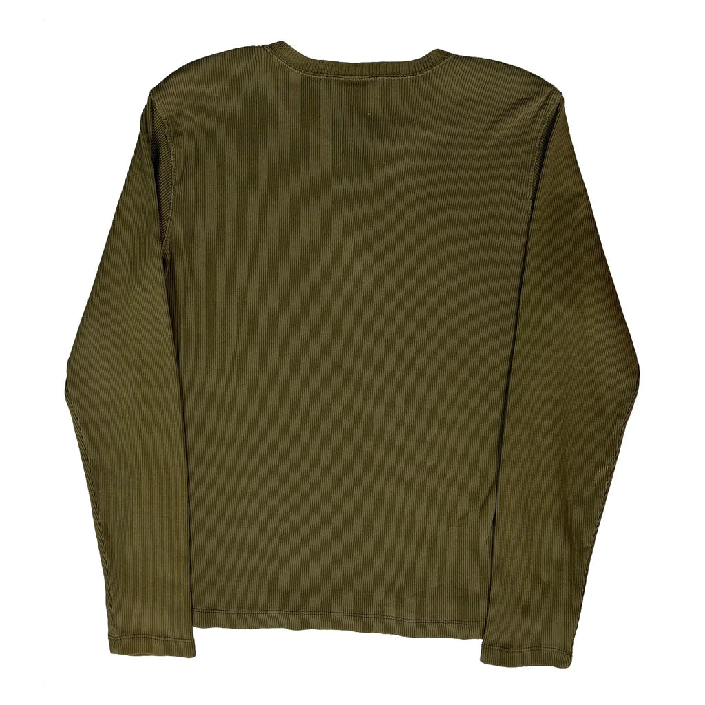 T-shirt Henley à manches longues pour femme, taille XL, coton, vert olive, décontracté