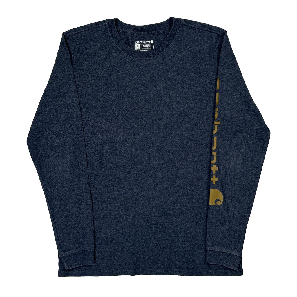 T-shirt à manches longues, petit, bleu, en coton, col rond, coupe classique, femme