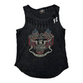 Gilet de moto graphique pour filles, taille S, noir, sans manches, découpes, en coton