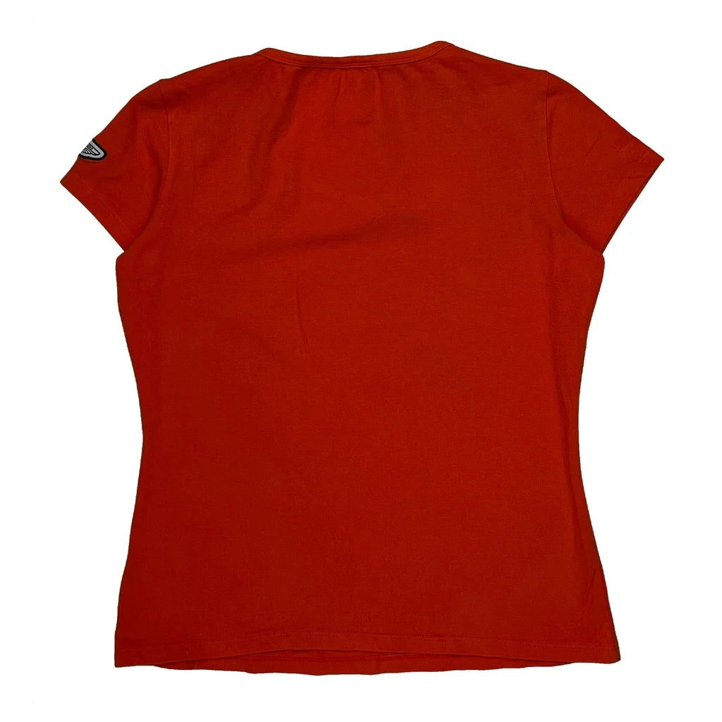 T-shirt Vintage Femme Manches Courtes Col Rond Coton Rouge Décontracté