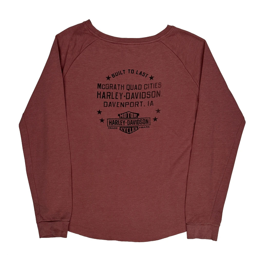 T-shirt graphique à manches longues coupe classique col rond mélange de coton rouge pour femme