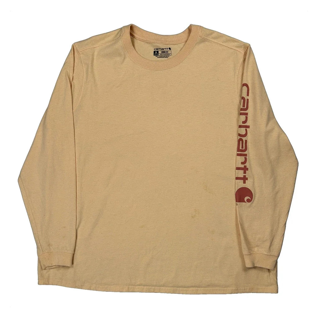T-shirt col rond à manches longues pour femme 2XL coton beige coupe regular