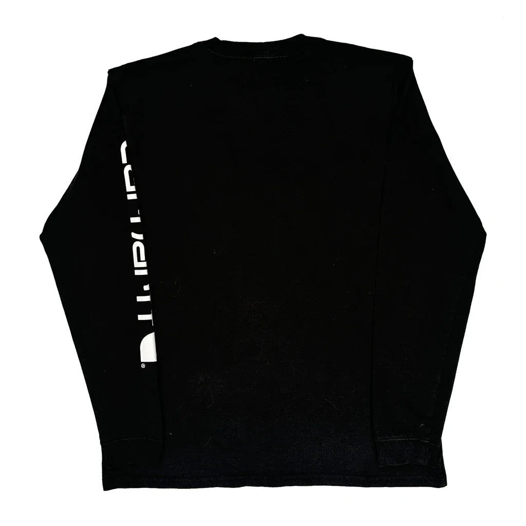 T-shirt Femme Col Rond Manches Longues Coton Noir Coupe Droite