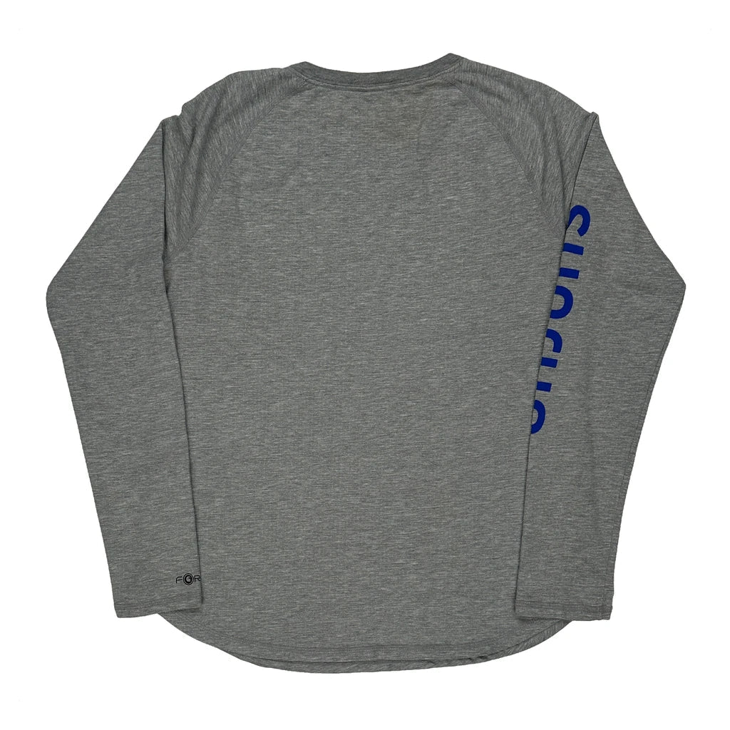 T-shirt en coton gris à manches longues et col rond coupe droite pour femme