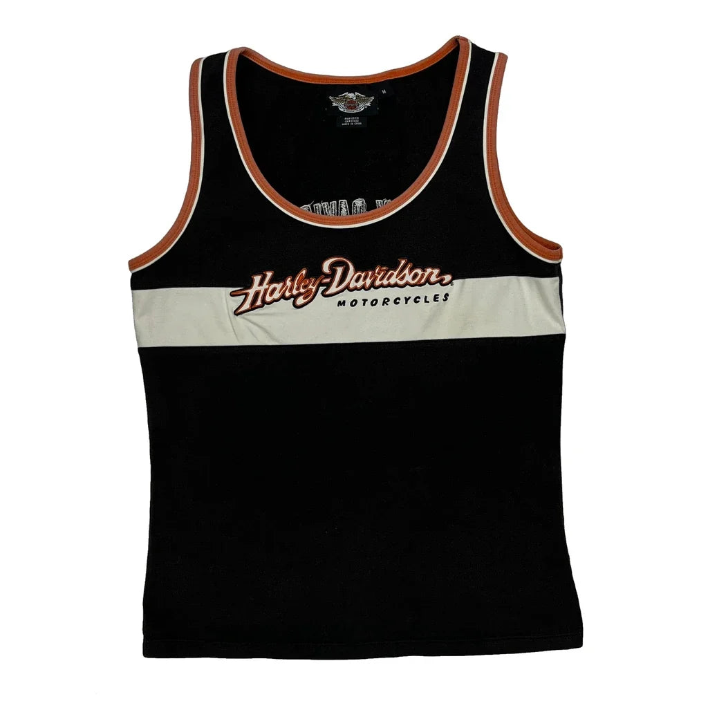 Débardeur graphique sans manches Femme, Coupe droite, Coton noir, Taille M
