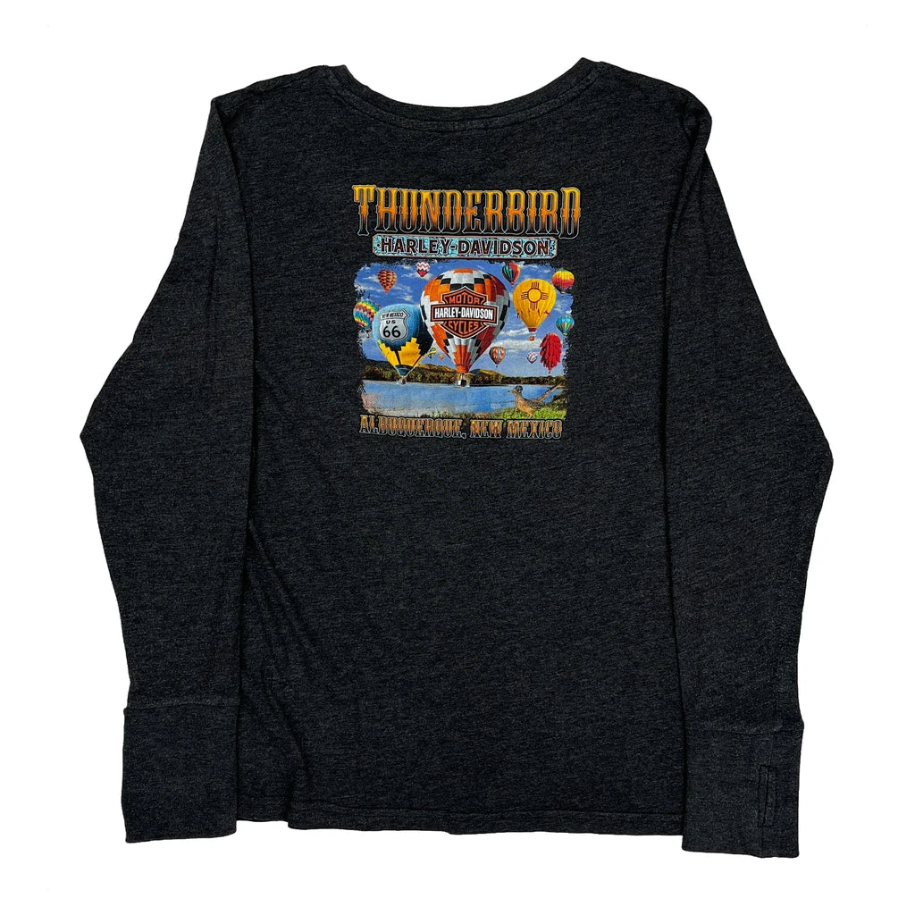T-shirt à manches longues imprimé, XL, gris, mélange de coton, coupe normale, femme