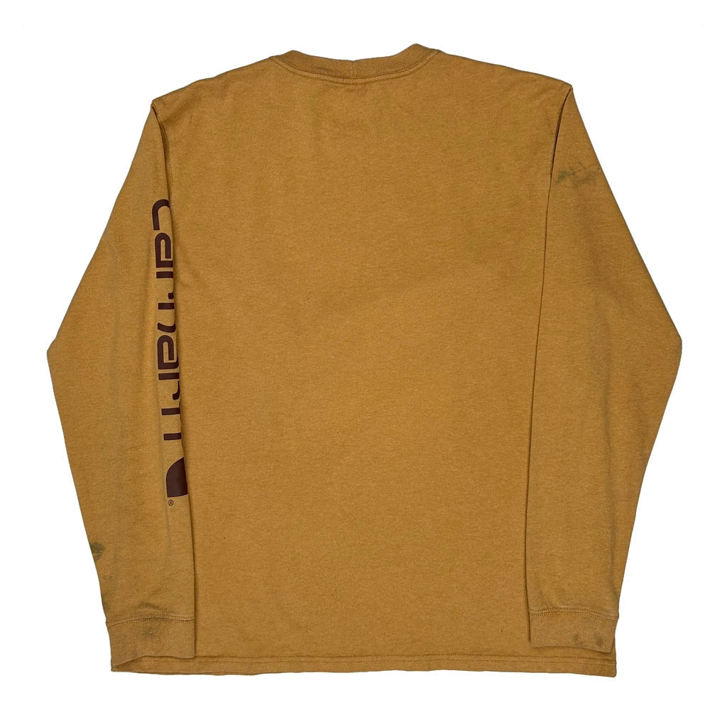 T-shirt à manches longues pour femme, coton jaune, col rond, décontracté, grande taille
