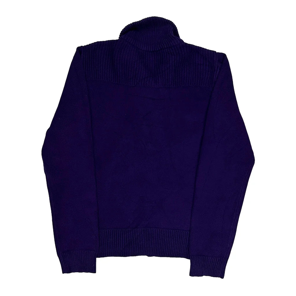 Haut à manches longues boutonné en coton violet Coupe droite Femme Taille L