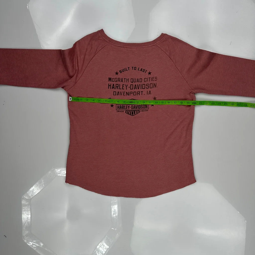 T-shirt graphique à manches longues coupe classique col rond mélange de coton rouge pour femme