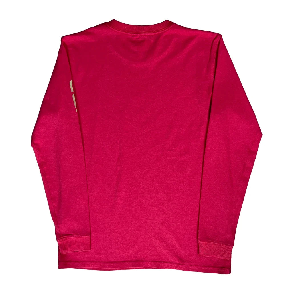 T-shirt décontracté à manches longues et col rond pour femme, taille XS, rose, en coton