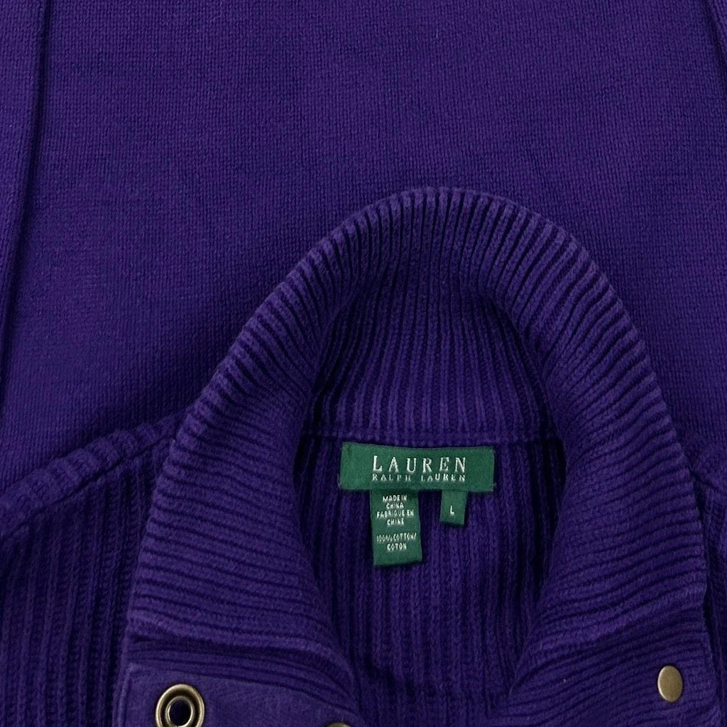 Haut à manches longues boutonné en coton violet Coupe droite Femme Taille L