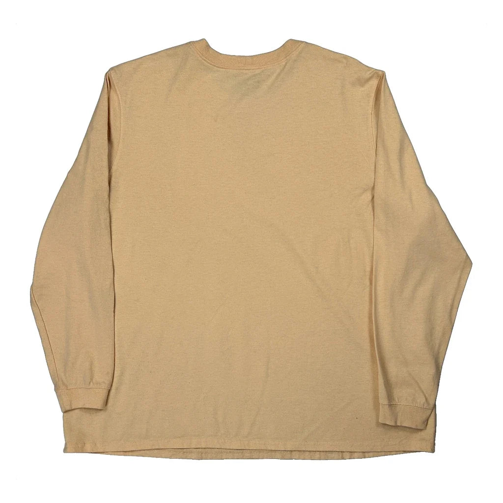 T-shirt col rond à manches longues pour femme 2XL coton beige coupe regular