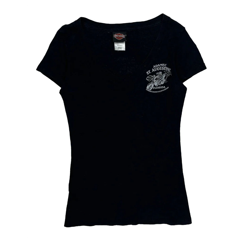 T-shirt graphique St. Augustine Floride Femme Petite Noir Coton
