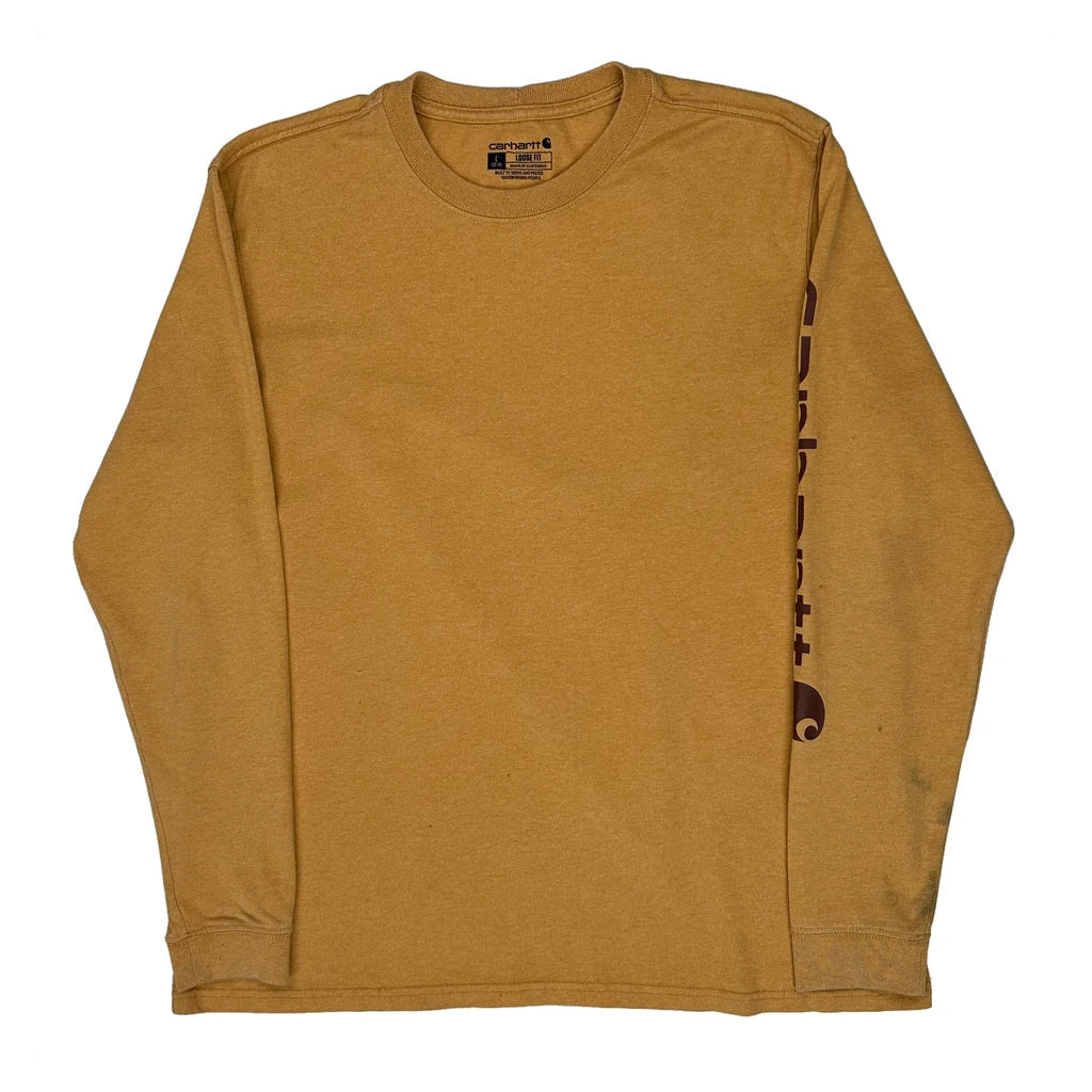 T-shirt à manches longues pour femme, coton jaune, col rond, décontracté, grande taille
