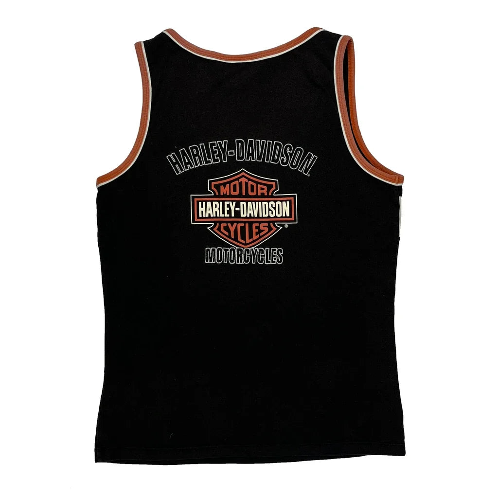 Débardeur graphique sans manches Femme, Coupe droite, Coton noir, Taille M