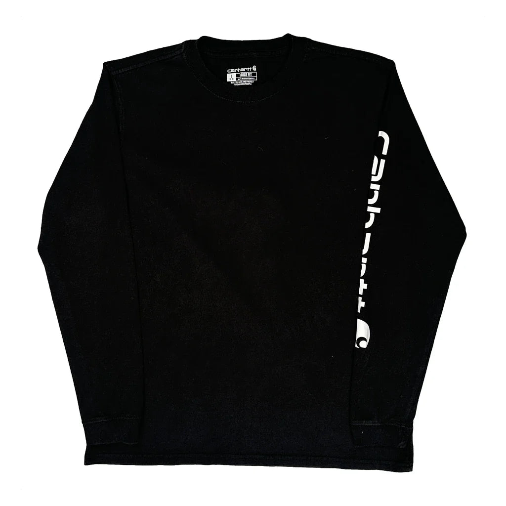 T-shirt Femme Col Rond Manches Longues Coton Noir Coupe Droite
