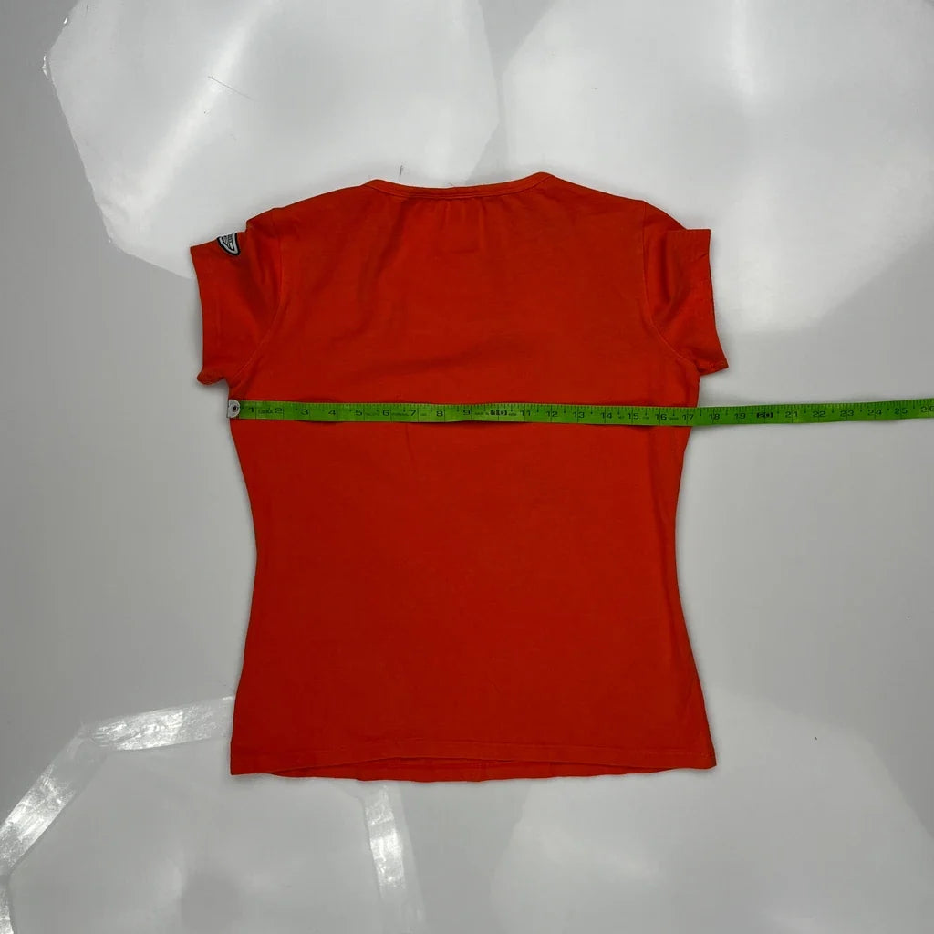 T-shirt Vintage Femme Manches Courtes Col Rond Coton Rouge Décontracté