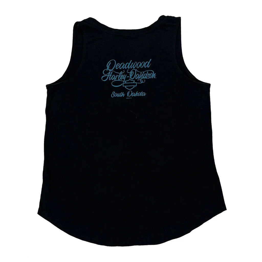 Gilet en coton sans manches imprimé graphique pour femme, noir, taille M