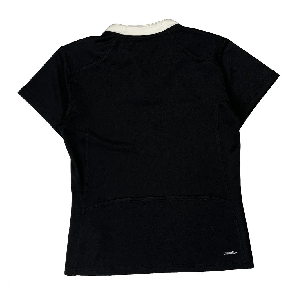 Maillot de rugby en polyester noir pour femme, manches courtes, coupe classique