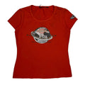 T-shirt Vintage Femme Manches Courtes Col Rond Coton Rouge Décontracté