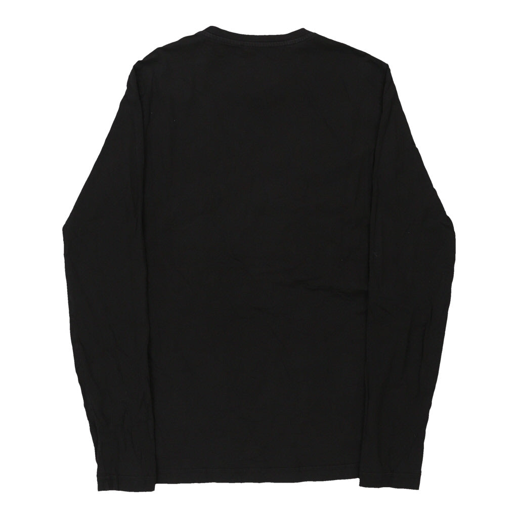 T-shirt à manches longues en coton noir vintage pour femme XS, coupe ajustée