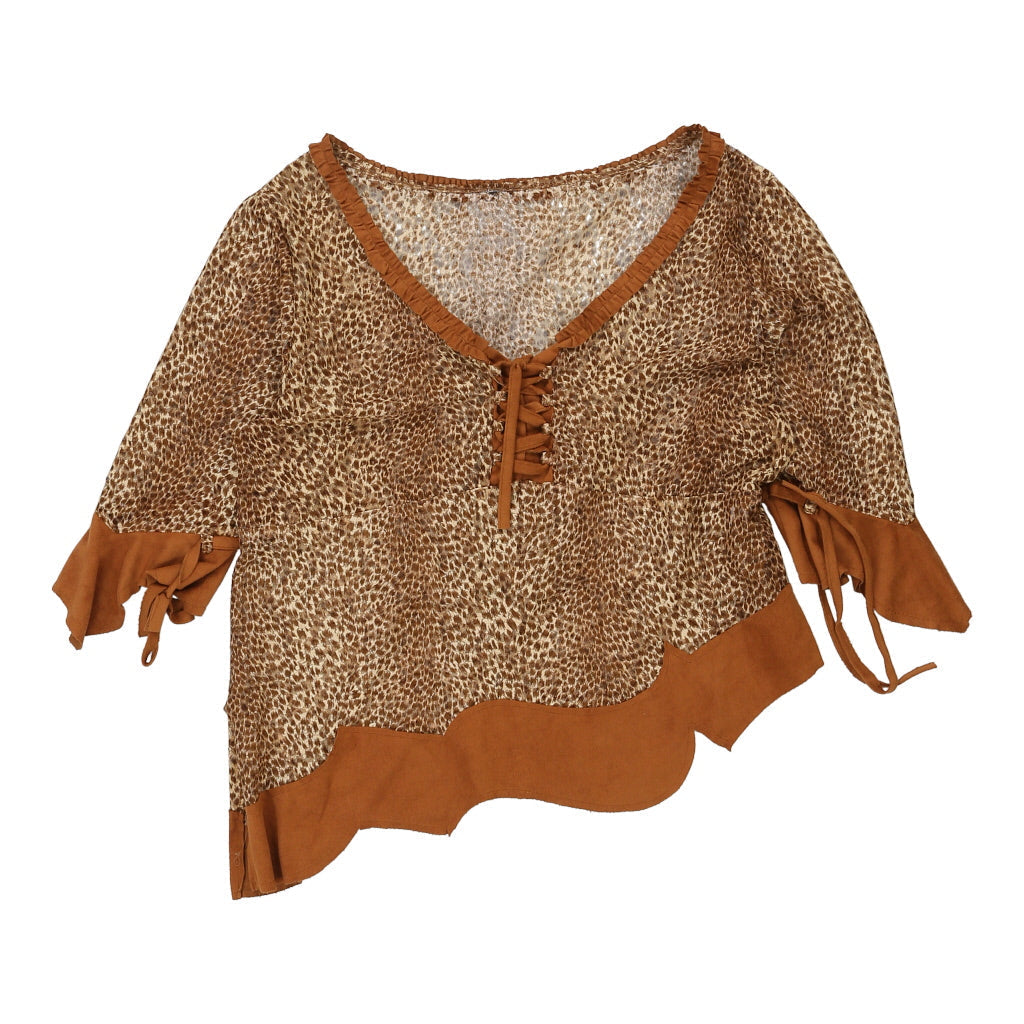 Haut Imprimé Animal Grande Taille Marron Mélange de Polyester Femme