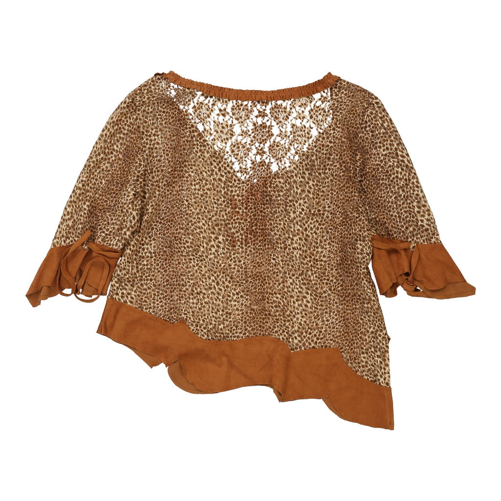 Haut Imprimé Animal Grande Taille Marron Mélange de Polyester Femme