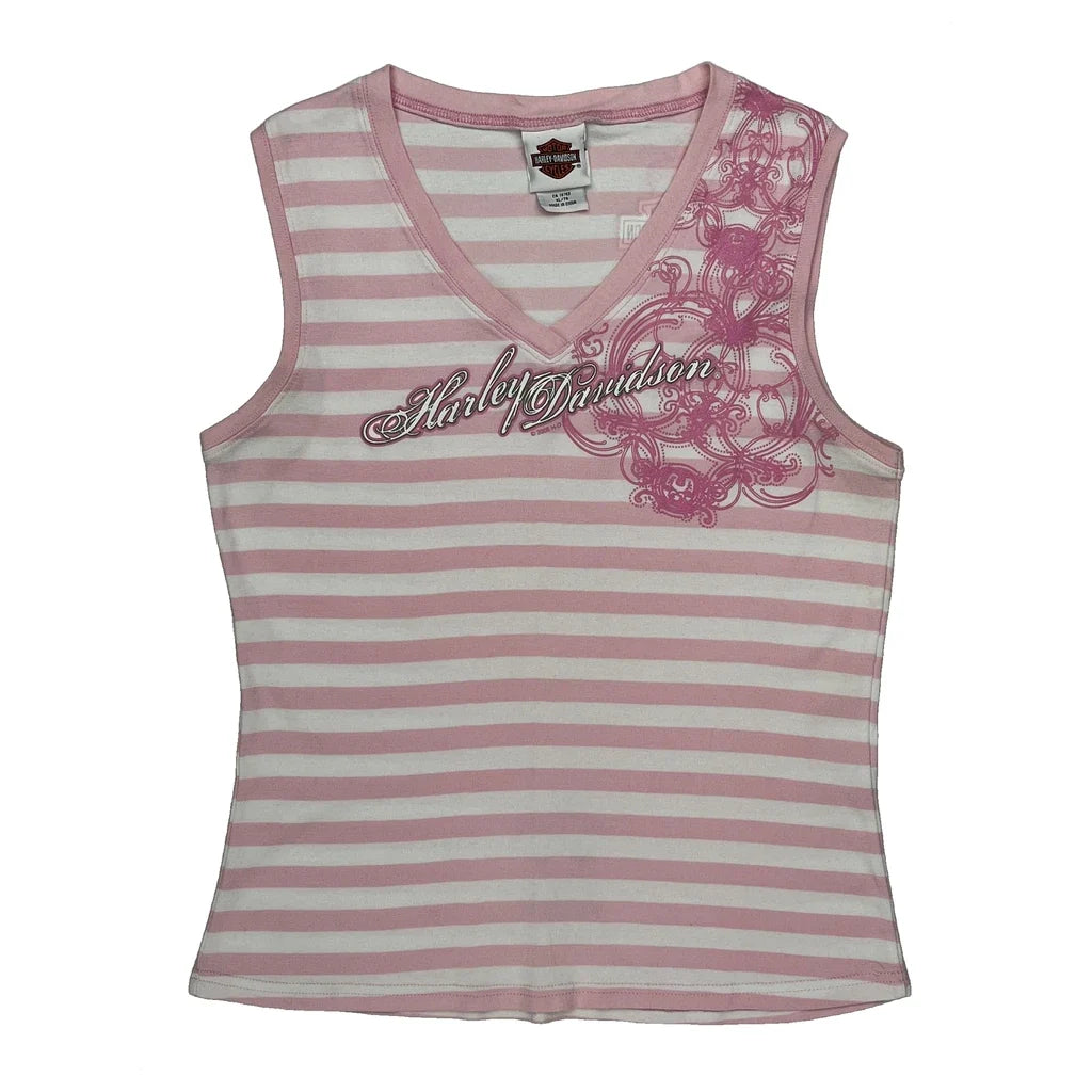 Débardeur rayé XL Rose Coton Col en V Femme
