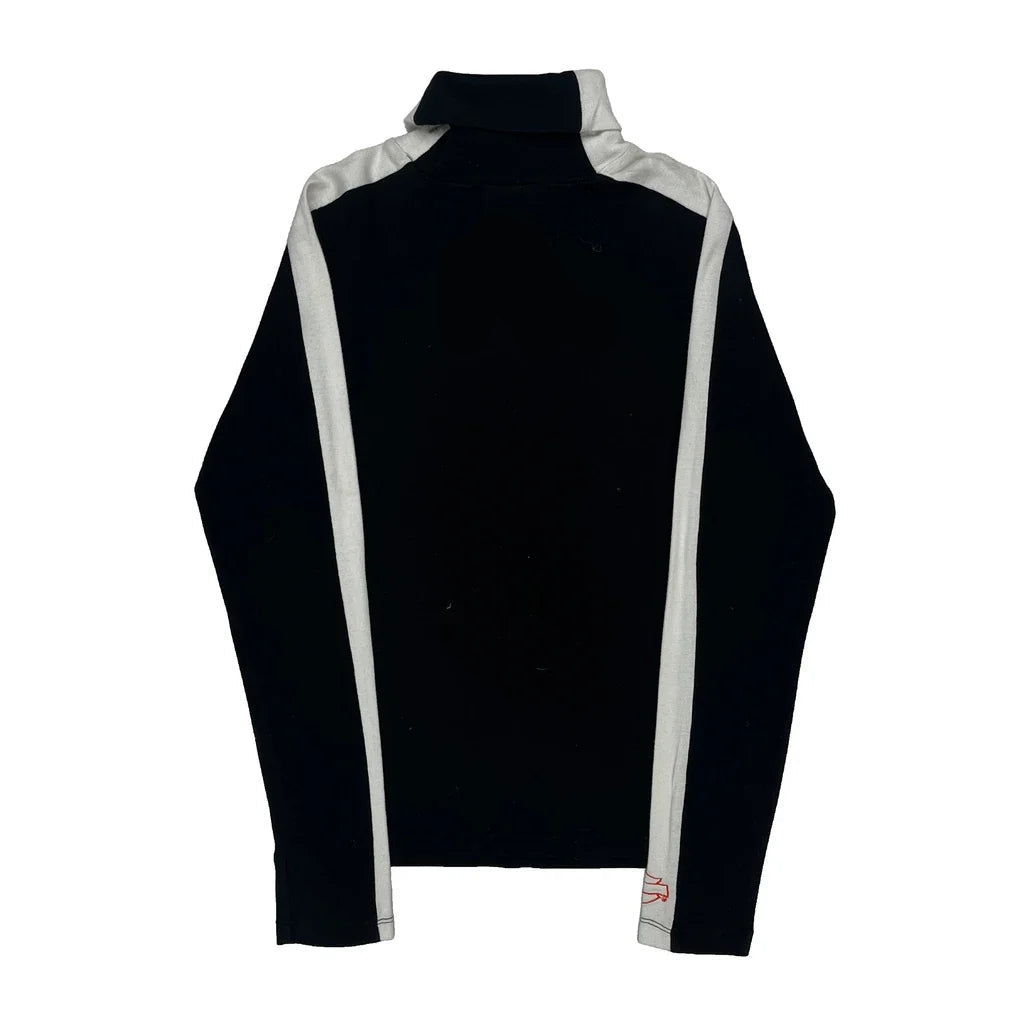 Haut col roulé manches longues femme coton noir et blanc petite taille