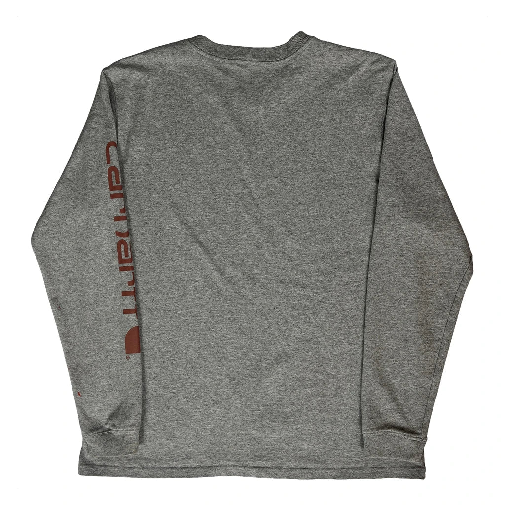T-shirt à manches longues - Col rond en coton gris grande taille pour femme