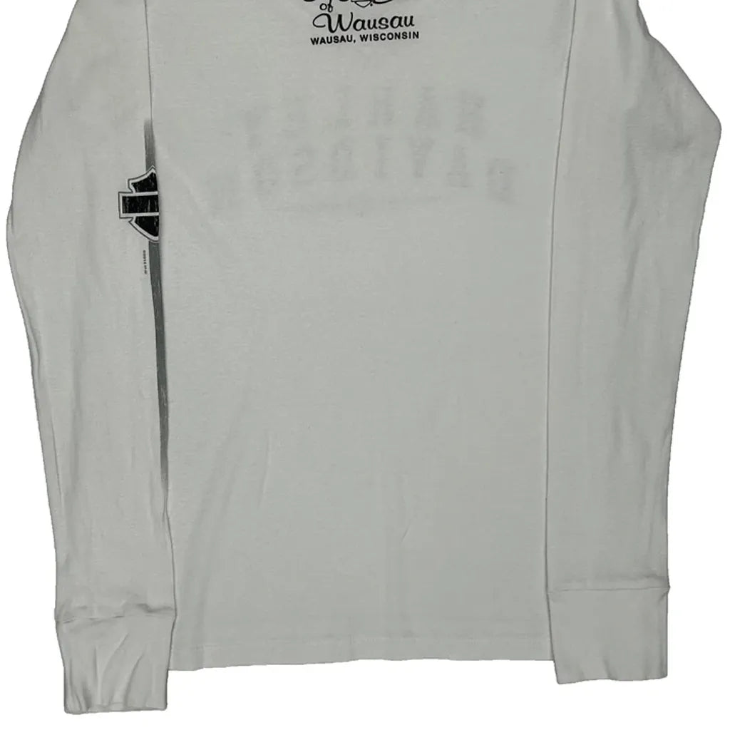 T-shirt à manches longues en coton blanc pour femme, coupe classique, col rond