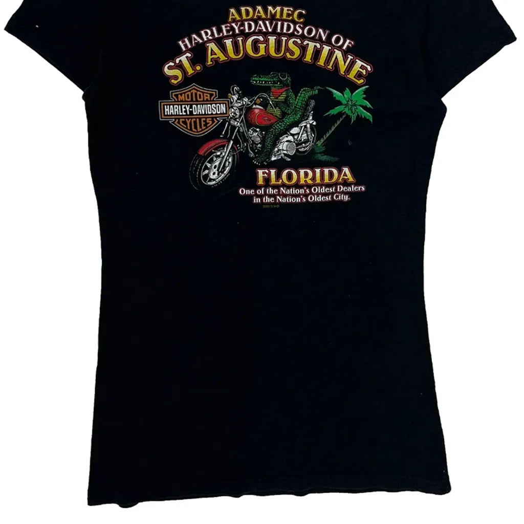 T-shirt graphique St. Augustine Floride Femme Petite Noir Coton