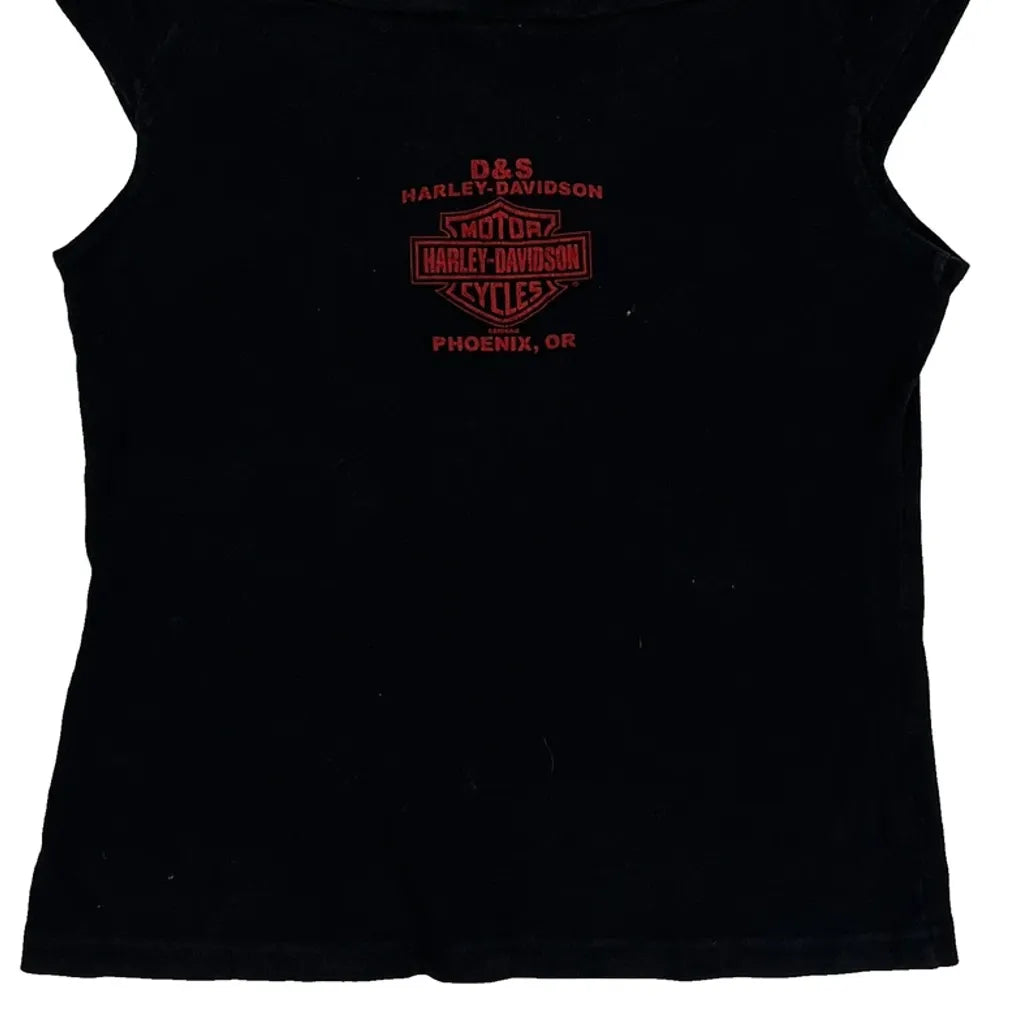 Débardeur imprimé femme, coton noir, col rond, coupe ajustée, taille M