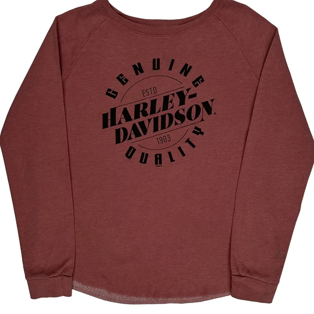 T-shirt graphique à manches longues coupe classique col rond mélange de coton rouge pour femme