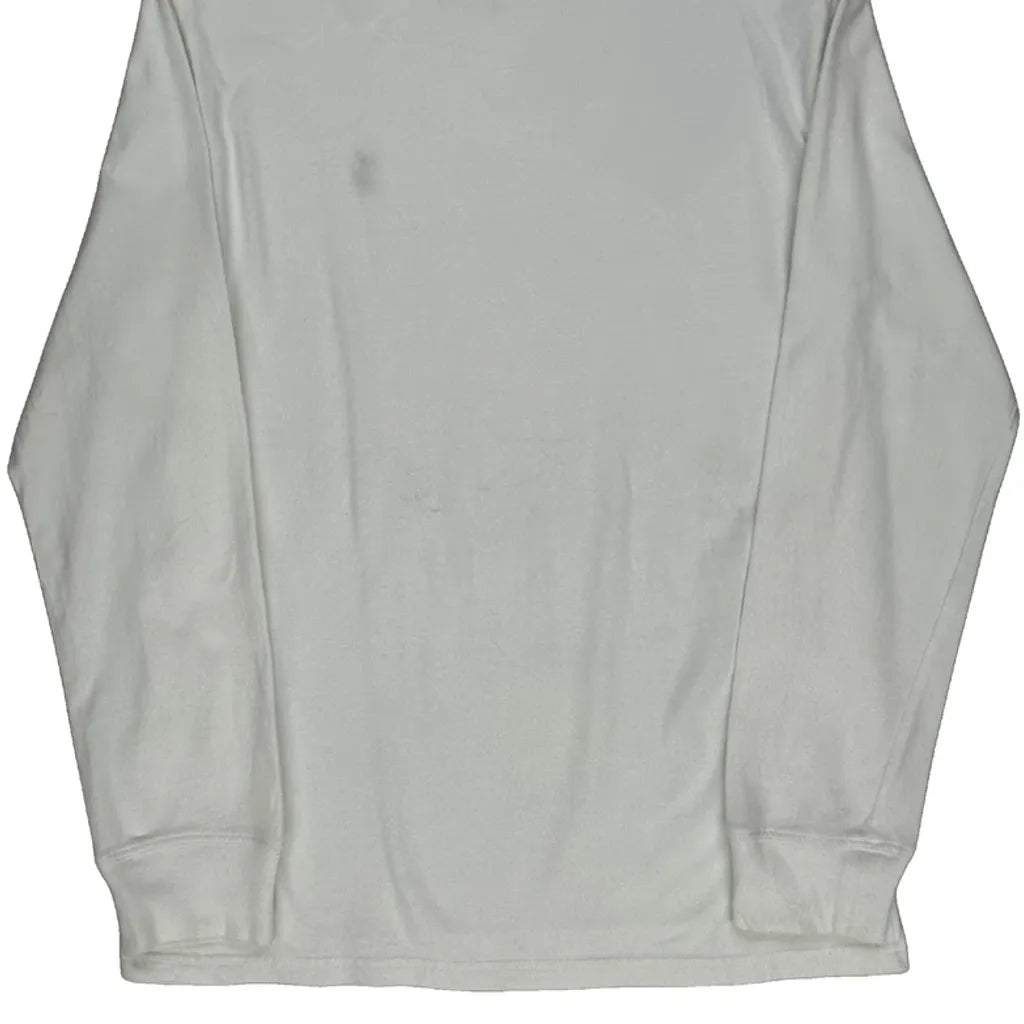T-shirt à manches longues blanc pour femme, col rond, coupe classique, en coton