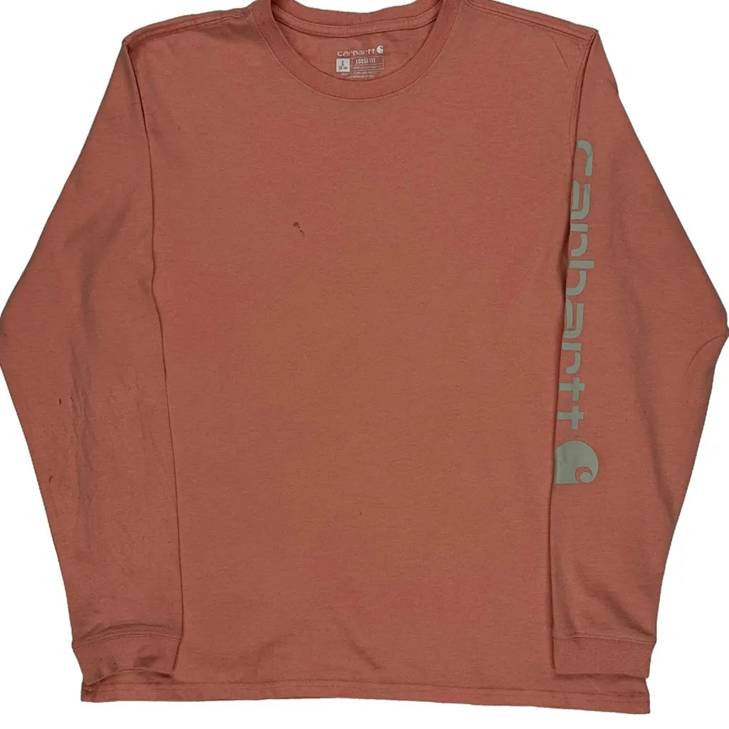 T-shirt ample à manches longues grande taille orange en coton